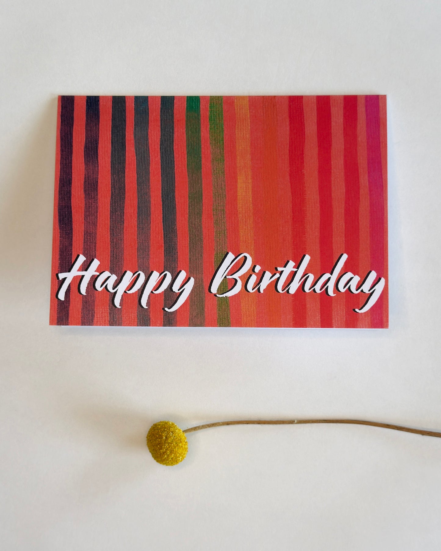 WATERCOLOR RAINBOW VERTICAL STRIPE BIRTHDAY CARD - 10 PACK