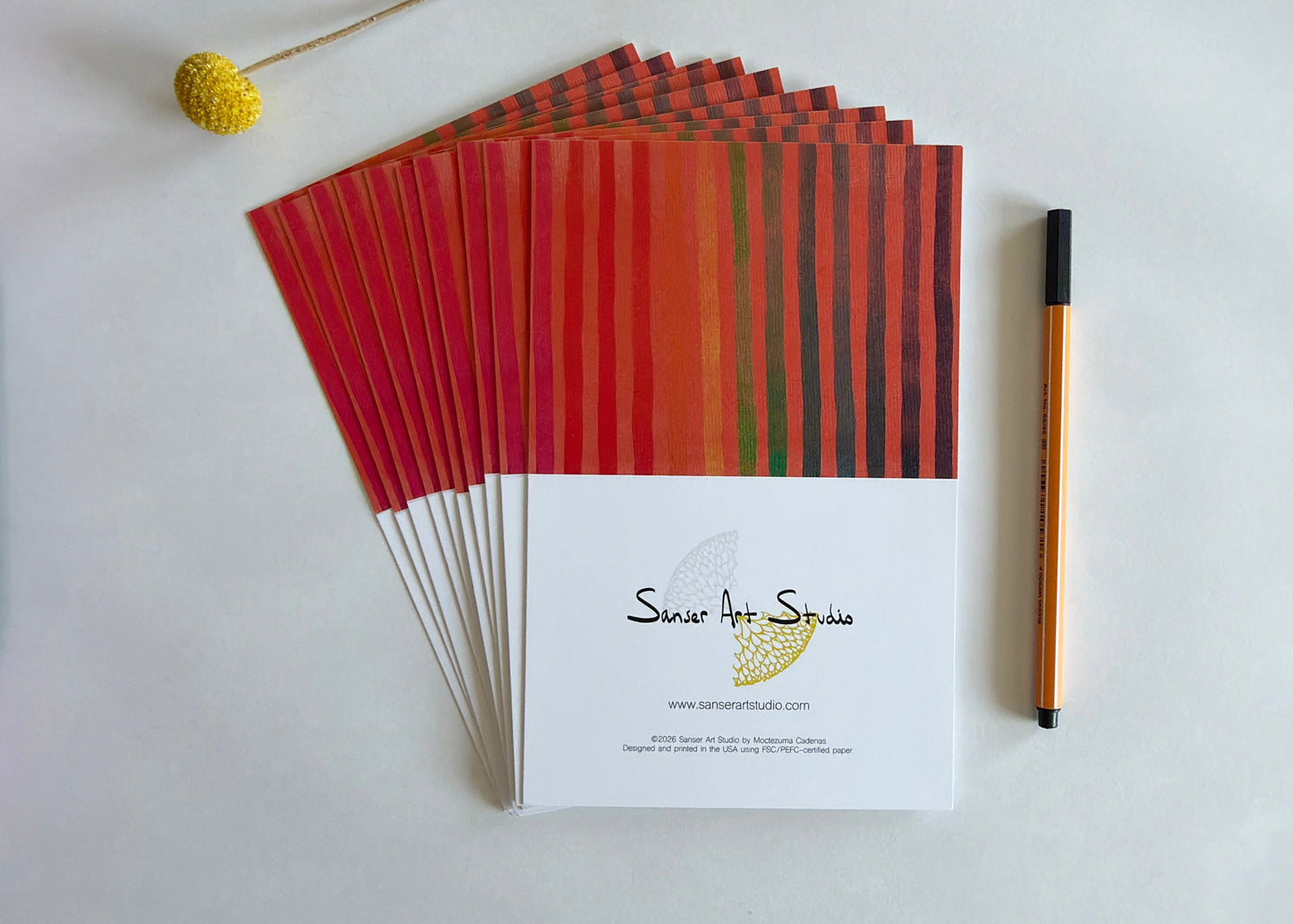 WATERCOLOR RAINBOW VERTICAL STRIPE BLANK NOTE CARD - 10 PACK