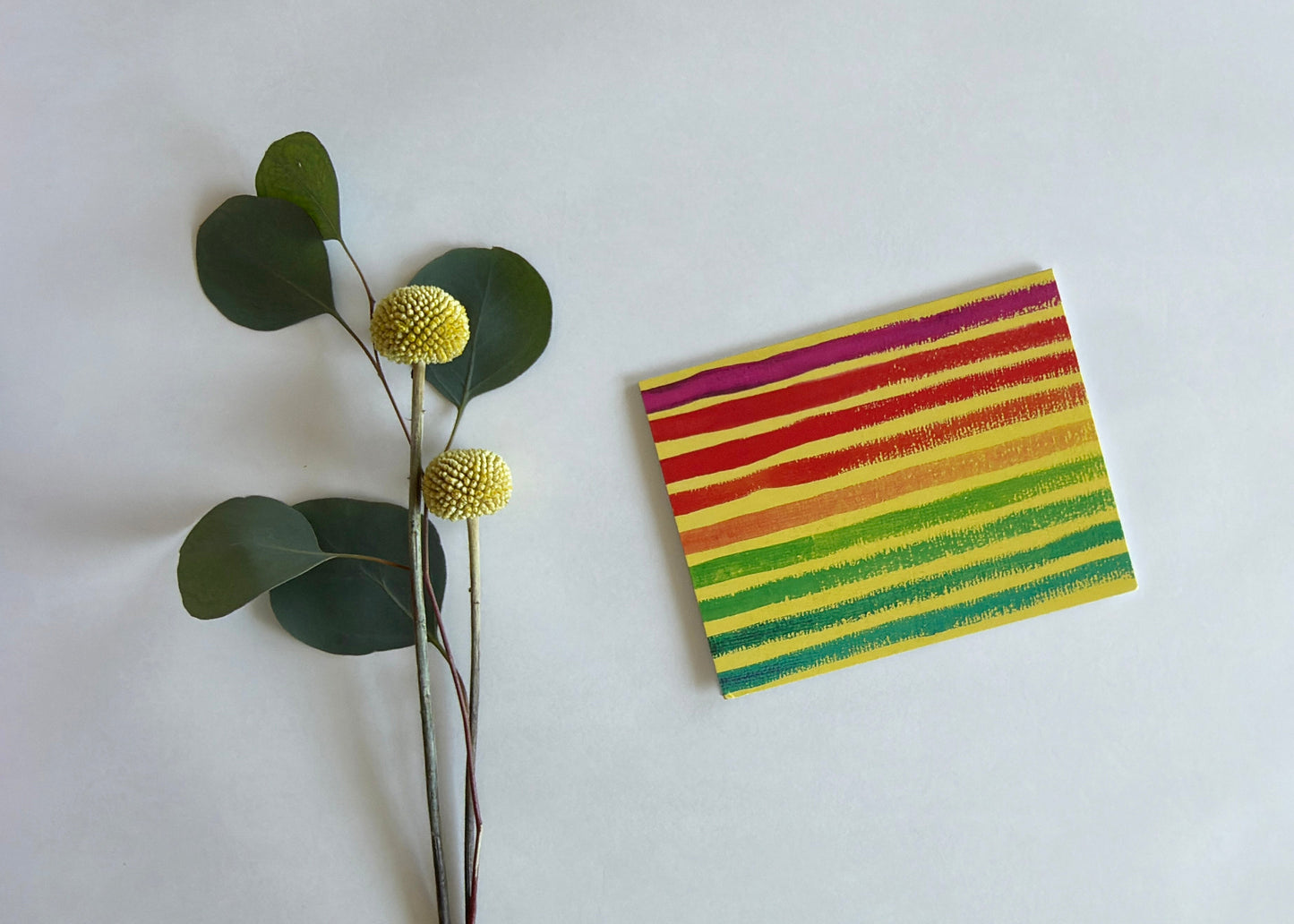 WATERCOLOR RAINBOW HORIZONTAL STRIPE BLANK NOTE CARD - 10 PACK