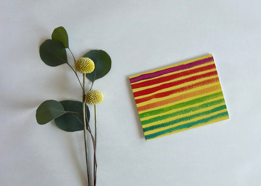 WATERCOLOR RAINBOW HORIZONTAL STRIPE BLANK NOTE CARD - 10 PACK