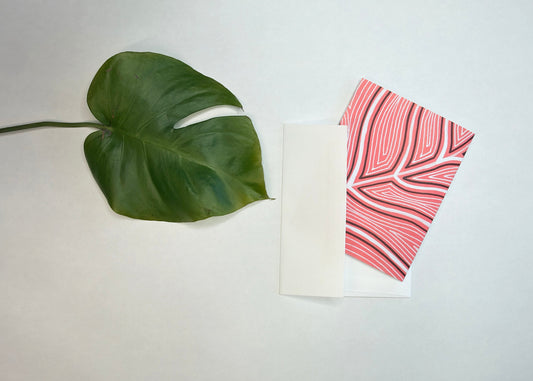 CORAL MONSTERA BOTANICAL PRINT BLANK NOTE CARD - 10 PACK