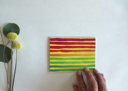 WATERCOLOR RAINBOW HORIZONTAL STRIPE BLANK NOTE CARD - 10 PACK