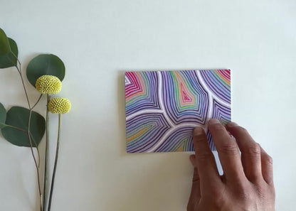 WATERCOLOR RAINBOW KALEIDO BLANK NOTE CARD - 10 PACK