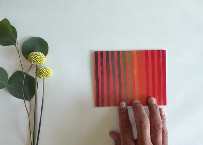WATERCOLOR RAINBOW VERTICAL STRIPE BLANK NOTE CARD - 10 PACK