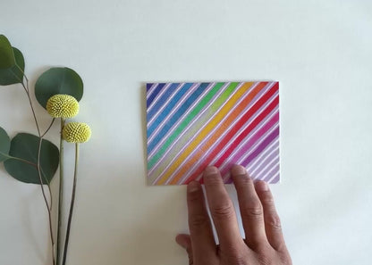 WATERCOLOR RAINBOW PRISM BLANK NOTE CARD - 10 PACK